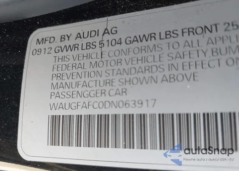 2013 Audi A6 2.0T Premium из США, поврежденный, VIN WAUGFAFC0DN063917